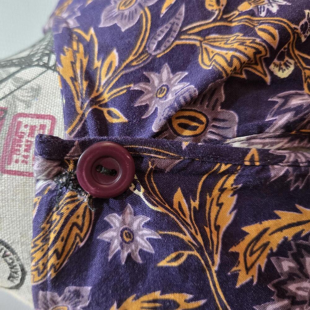 Universal Thread Long Puff Smocked Sleeve Purple Floral Peplum Shirt Size M - Picture 5 of 7
